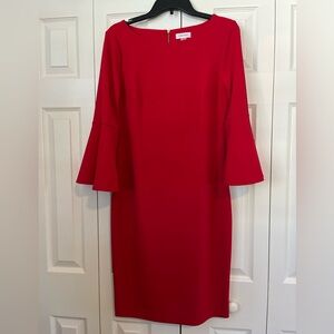 Calvin Klein Red Long Sleeve Dress